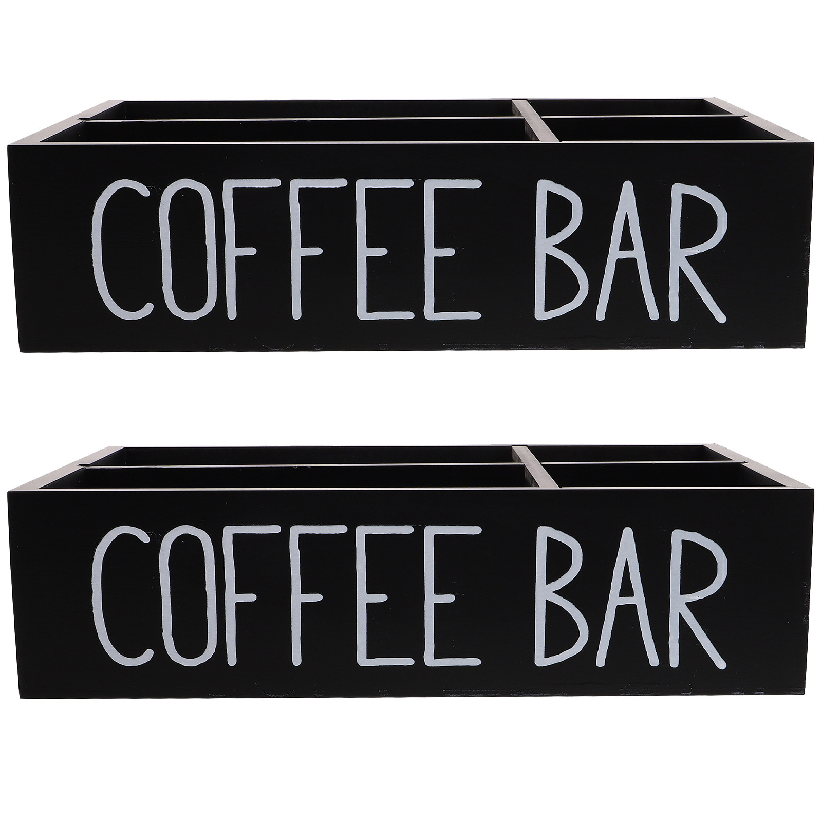 Coffee Tea Sugar - コーヒースタンド用収納オーガナイザー2個セット。木製のシュガーホルダーで、多機能収納として、ティーバッグの収納やテーブルトップのコーヒーバーのアクセサリーとしても使用できます。