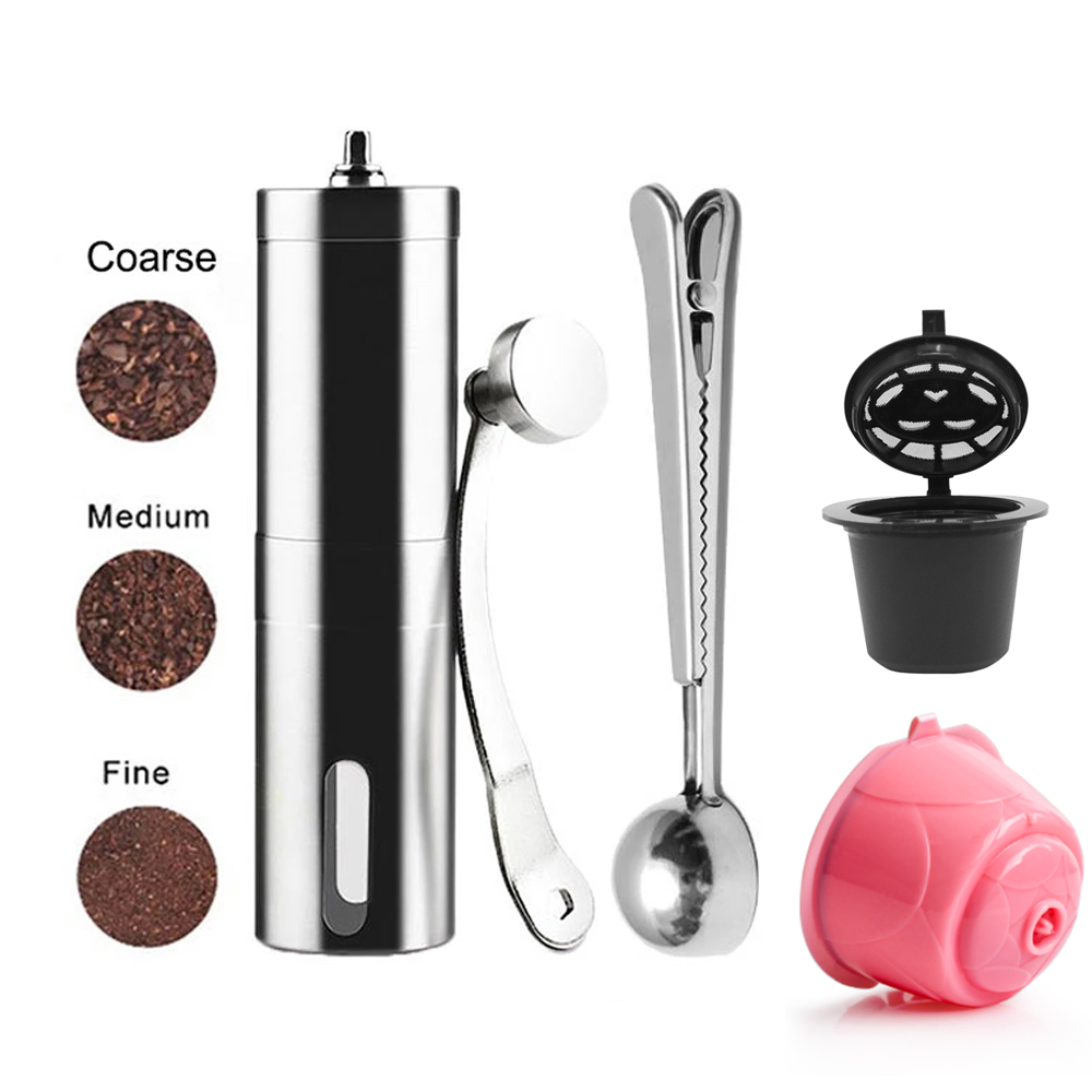 Burr Hand Grinder - ミニコーヒーグラインダー ステンレス鋼製 手動式 ハンドメイドコーヒー豆グラインダー クロッカスグラインダー ネスプレッソ