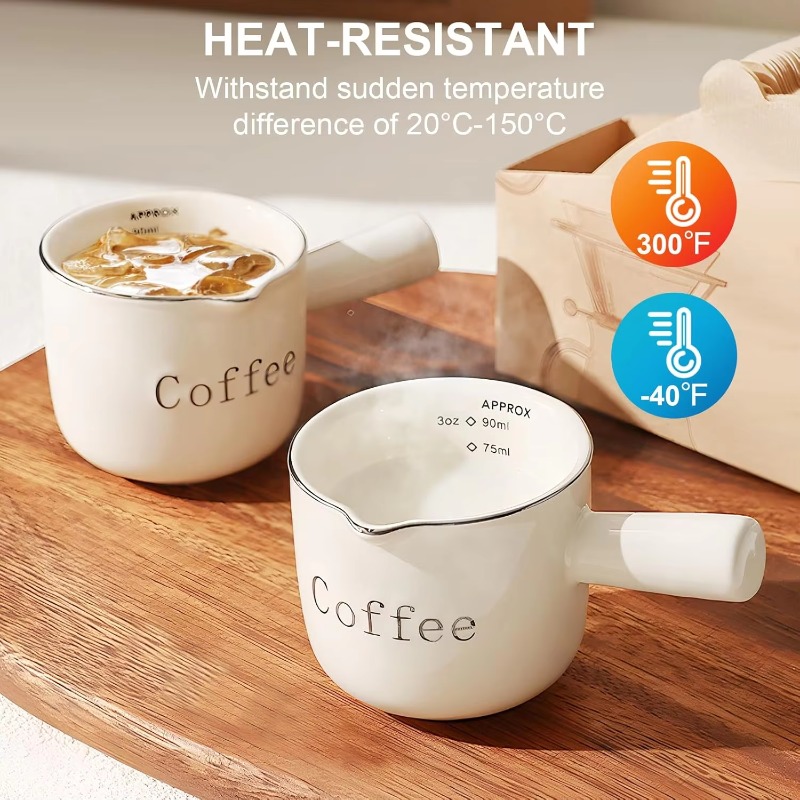Coffee Tea With Milk - ミニセラミックコーヒーカップハンドル付き V 字型注ぎ口ミルクカップラテクリーマーブレンダーエスプレッソ計量カップティーコーヒーアクセサリー
