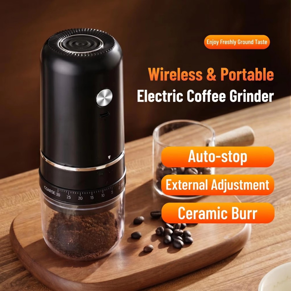 Burr Hand Grinder - 電動コーヒー豆グラインダー、円錐形の刃で調整可能なミル、エスプレッソとハンドドリップ用、均一な挽きでより良い風味を実現