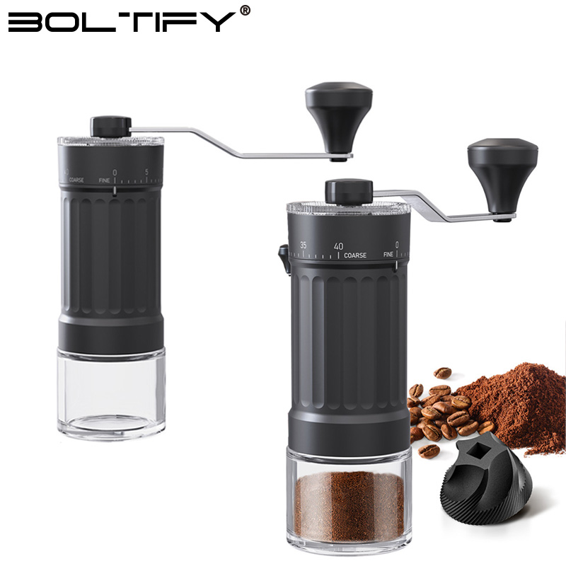Burr Hand Grinder - BOLTIFY ハイQ調整可能粗細手動コーヒーグラインダー セラミック製円錐形刃 コーヒー粉砕機 お手入れ簡単