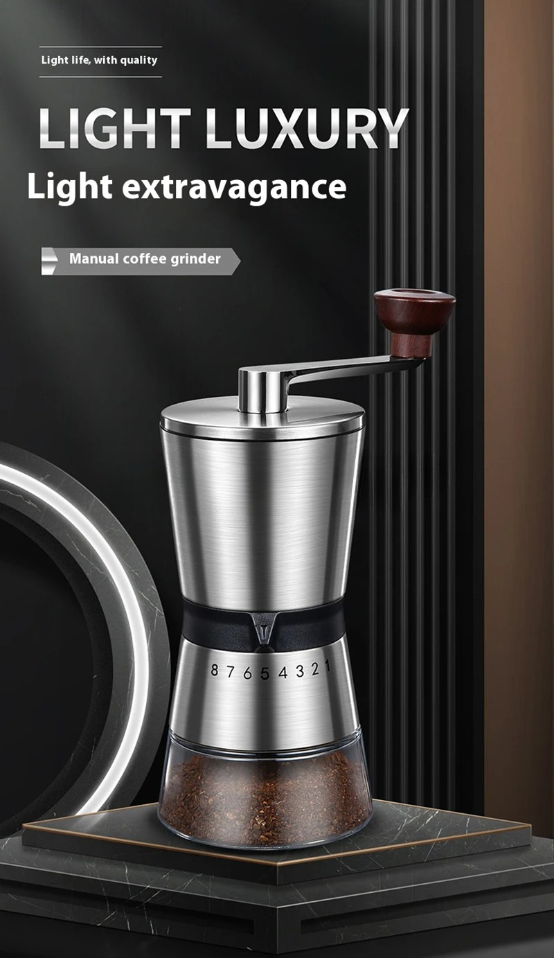 調整可能な家庭用ポータブルコーヒーグラインダー、手動コーヒー - Burr Hand Grinder のレビューと価格