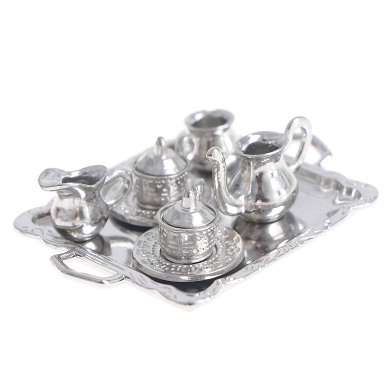 ミニチュアシルバーメタルティー & コーヒートレイ,キッチン - Coffee Tea And Sugar Set のレビューと価格