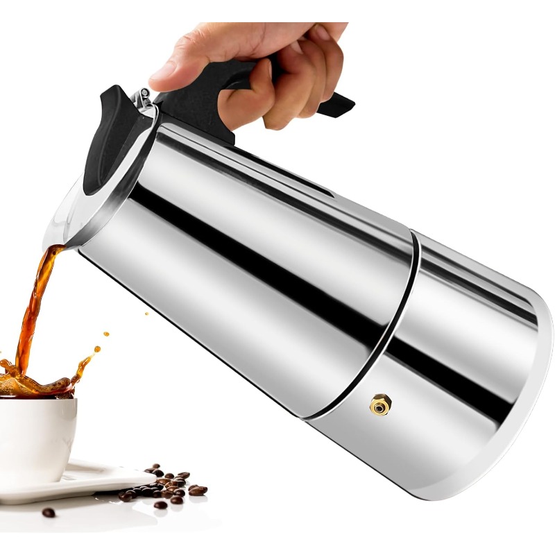 6 カップモカポットステンレス鋼コーヒーメーカーパーコレータ - Moka Pot Stove のレビューと価格
