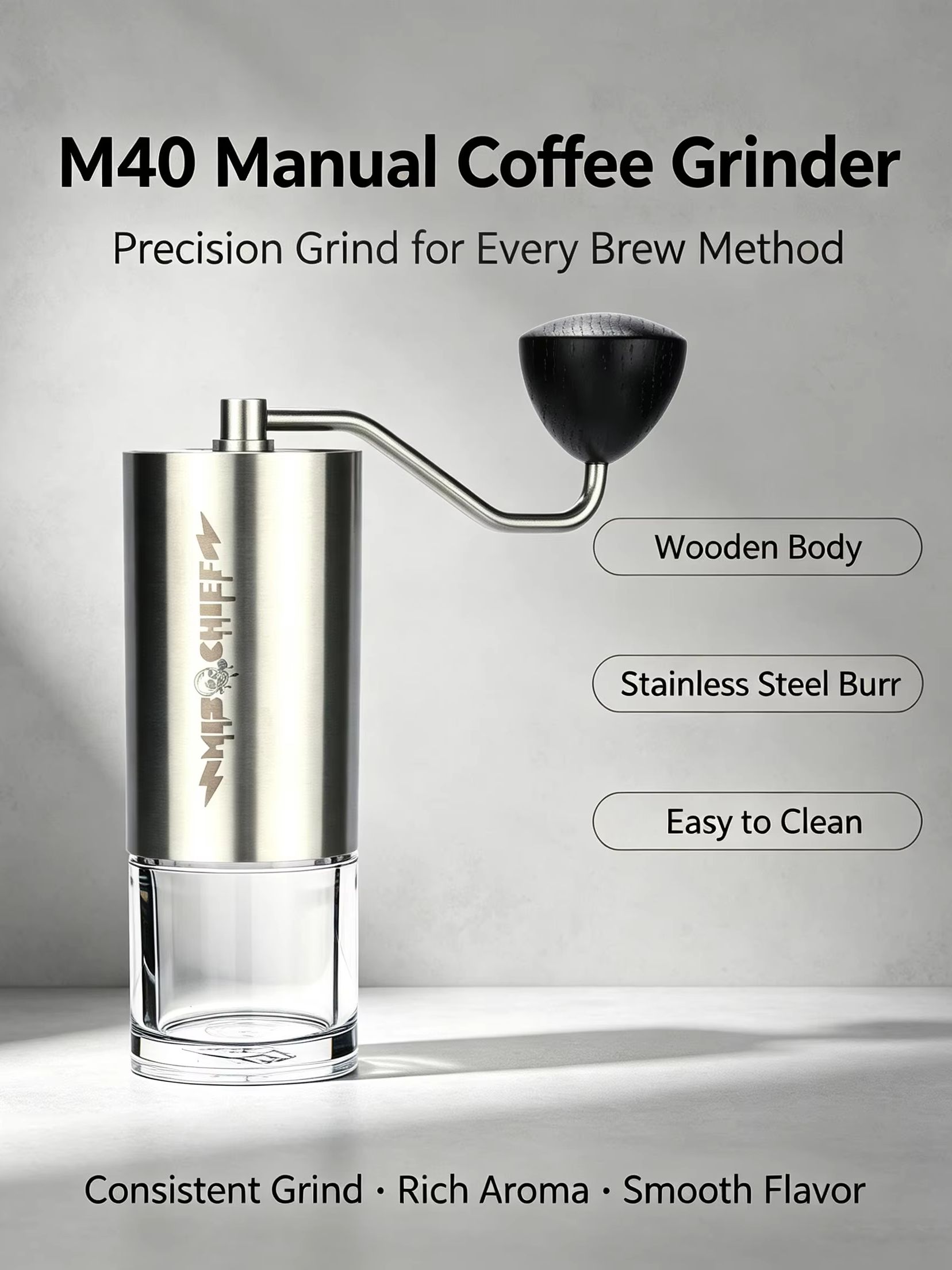 MisChief M40 手動コーヒーグラインダー |    - Burr Hand Grinder のレビューと価格