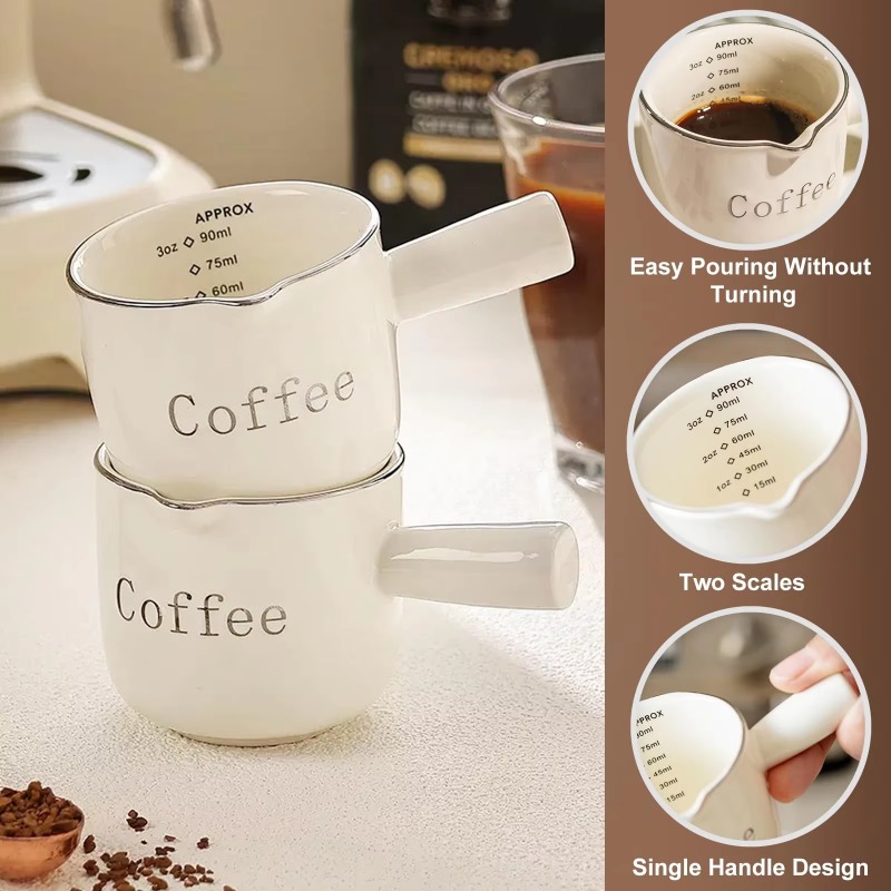 ミニセラミックコーヒーカップハンドル付き V 字型注ぎ口ミル - Coffee Tea With Milk のレビューと価格
