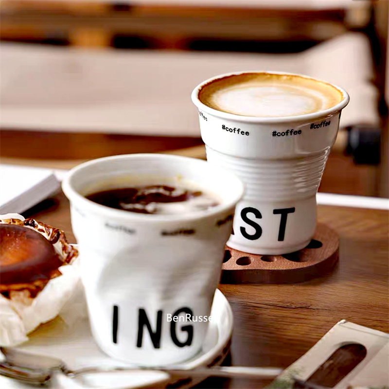 しわのあるセラミックコーヒーマグ,オリジナルの北欧スタイル, - Coffee Tea Name のレビューと価格